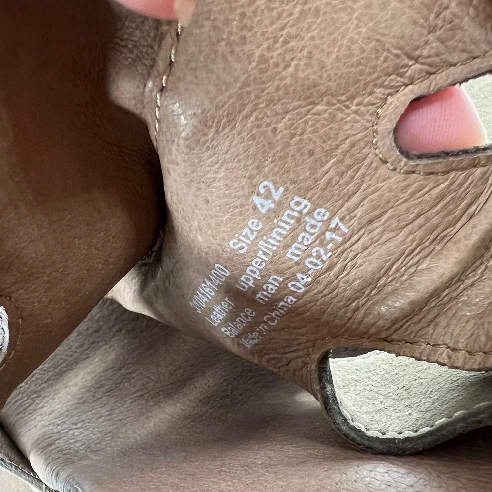 Dansko Tasha Taupe Nubuck Leather Cage Heel Sandals Size 42 Clog Platform